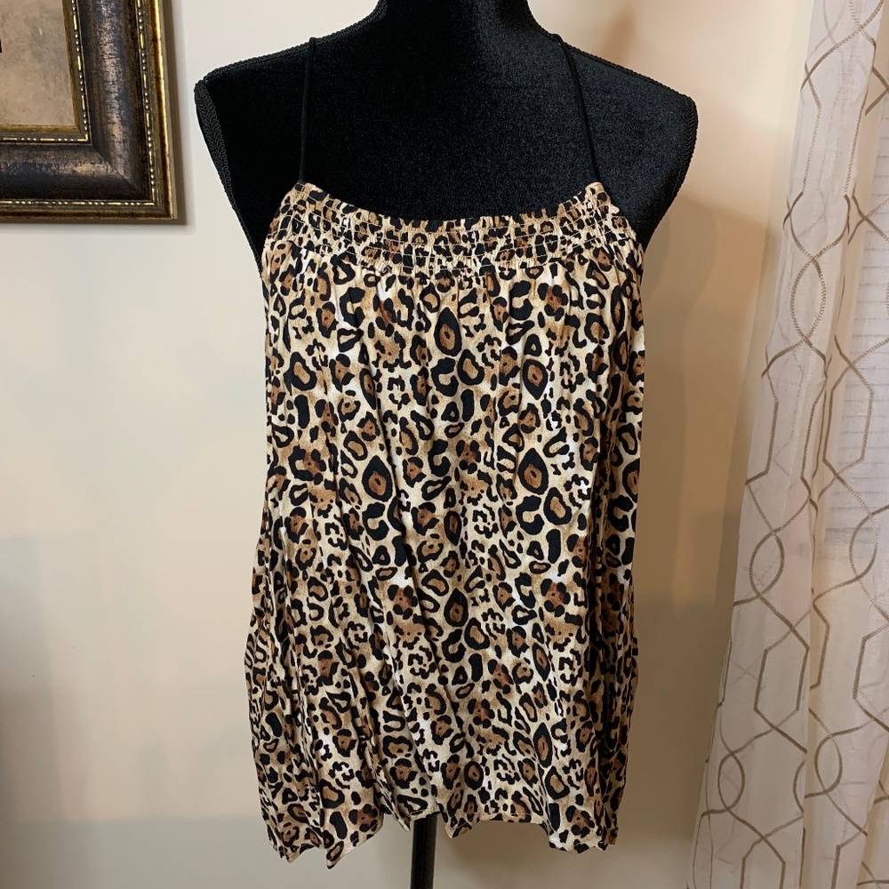 No Boundaries Spaghetti Straps Leopard Top, Size XXL